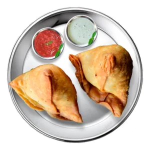 2 Veg Samosa Portion with Raita & Sauce