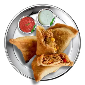4 Chicken Samosa with Raita & Sauce